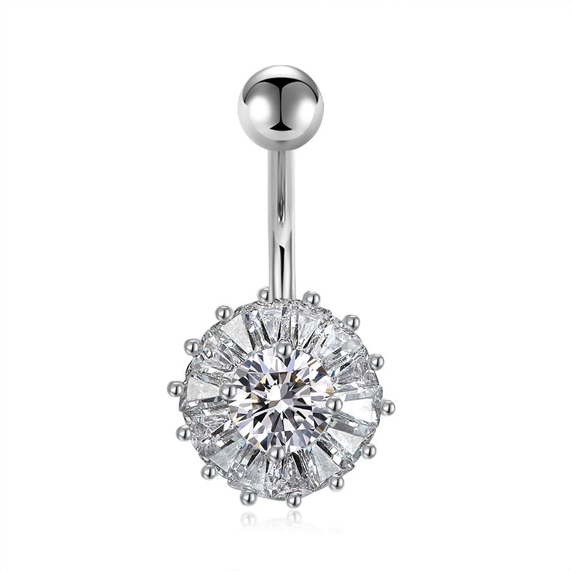 Big Diamond Flower Belly Ring