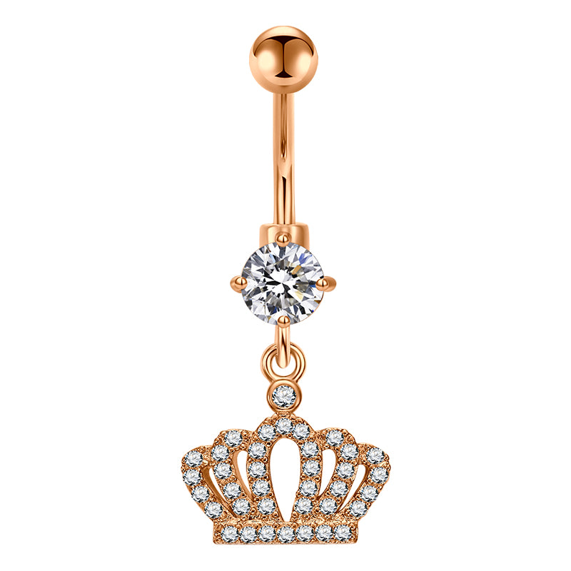 Rose Gold Crown Pandent Belly ring