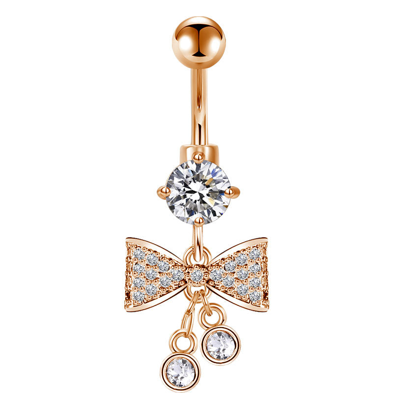 Rose Gold CZ Bow Belly ring