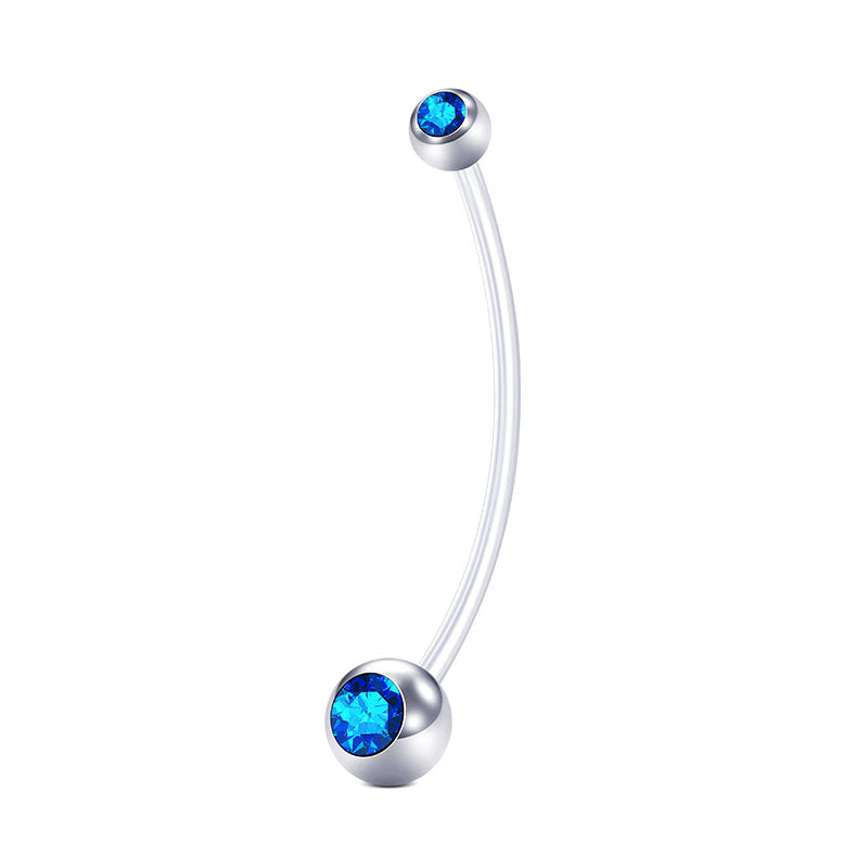 Peacock Blue Pregnancy Belly Rings CZ inlaid 14G 38MM