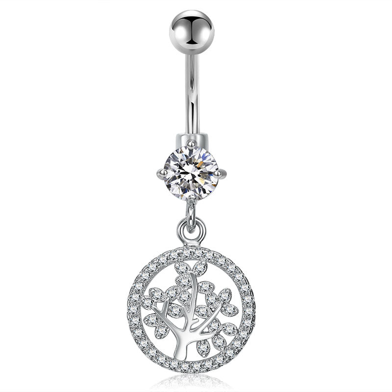 Silver Life tree Pandent Belly ring