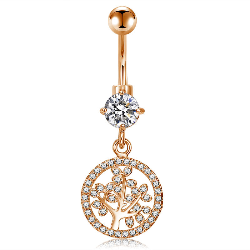 Rose Gold Life tree Pandent Belly ring