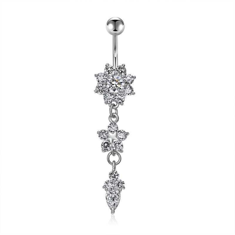 Shiny Flower Belly Button Ring