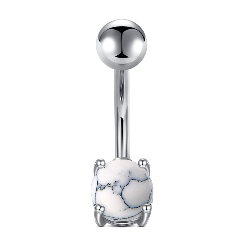 Small White Stone Belly Button Ring