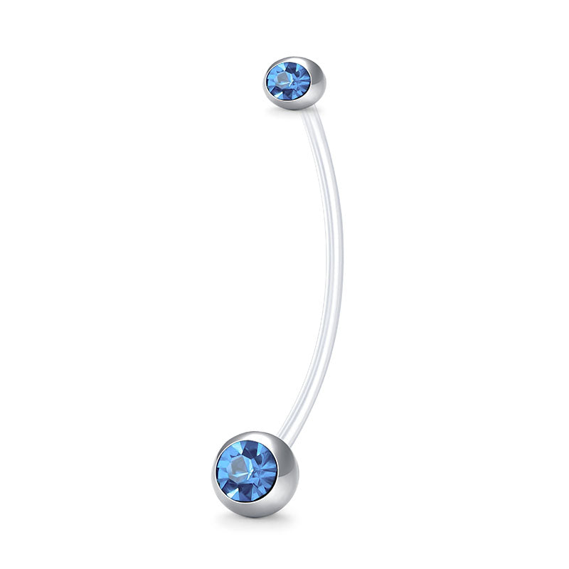 Light Blue Pregnancy Belly Rings CZ inlaid 14G 38MM