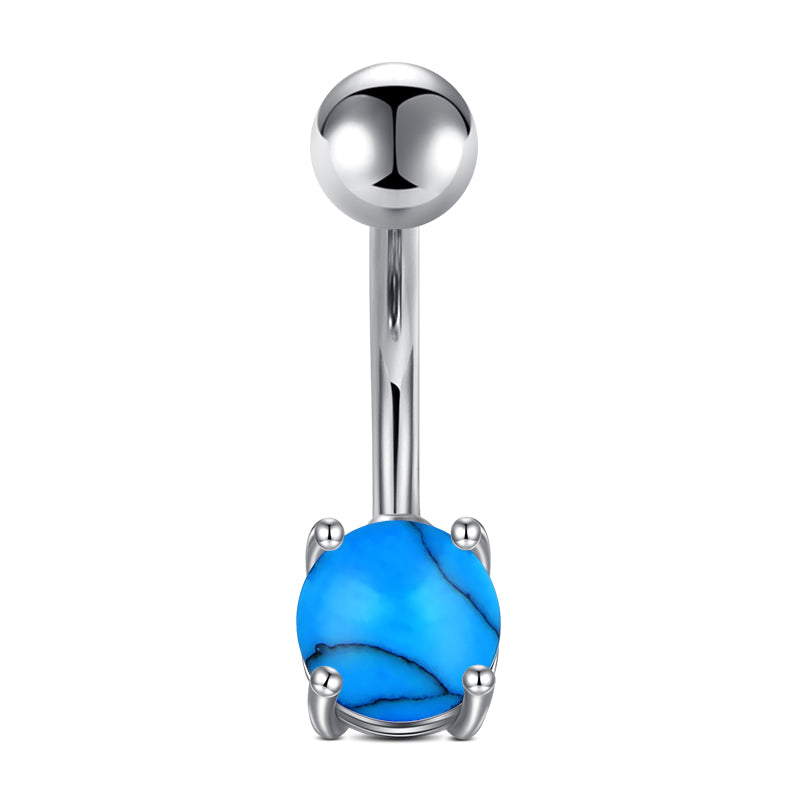 Small Blue Stone Belly Button Ring