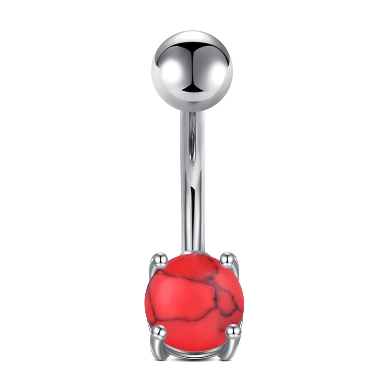 Small Red Stone Belly Button Ring