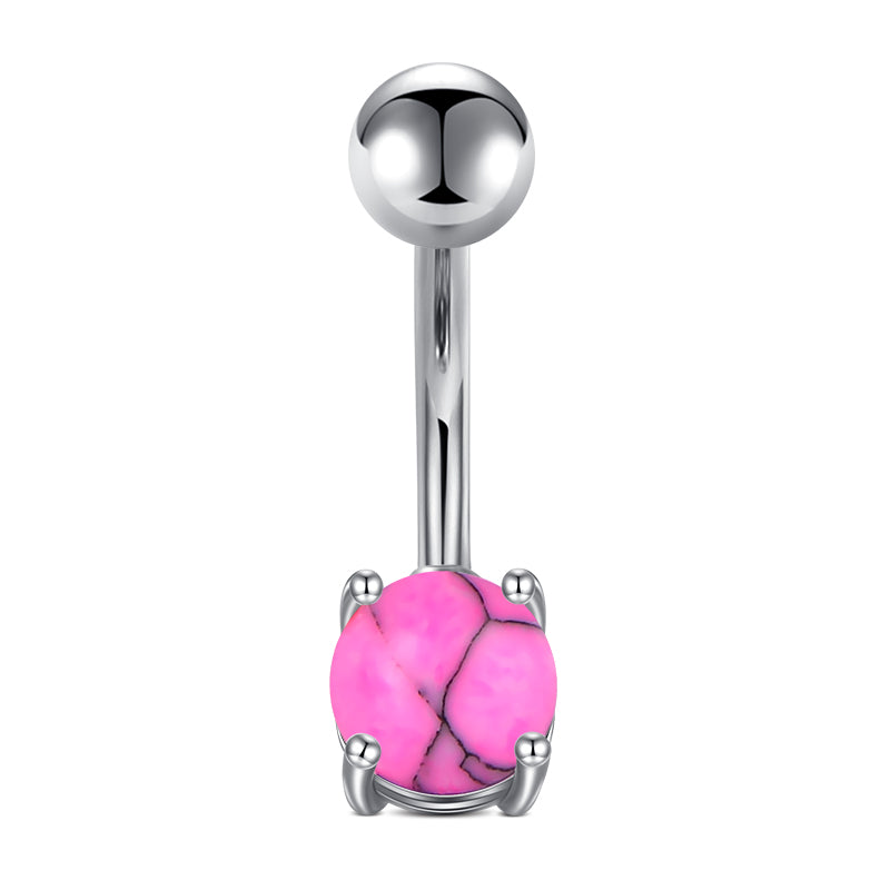 Small Pink Stone Belly Button Ring