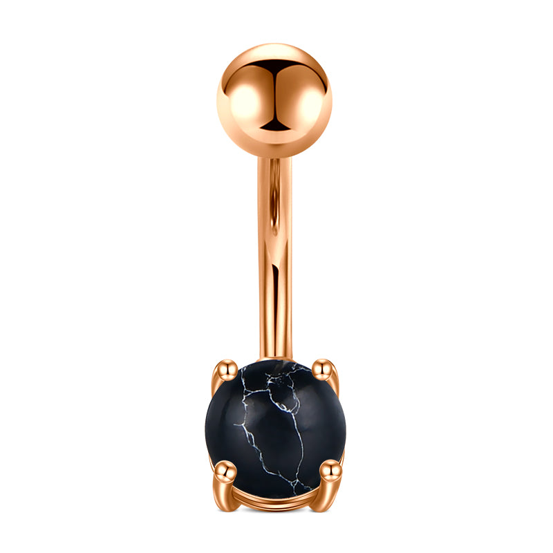 Small Black Stone Belly Button Ring