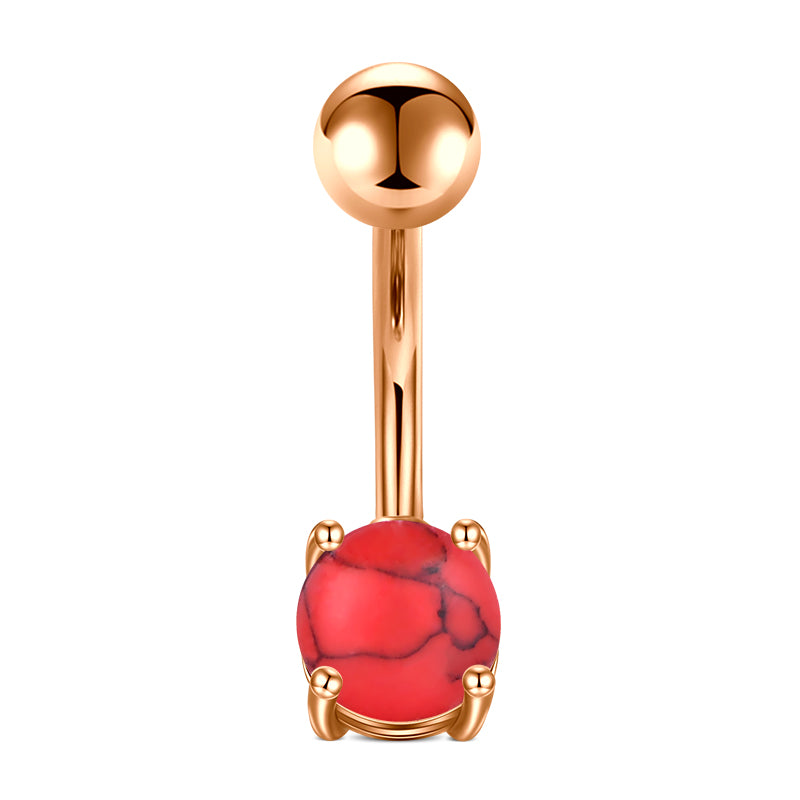 Small Red Stone Belly Button Ring