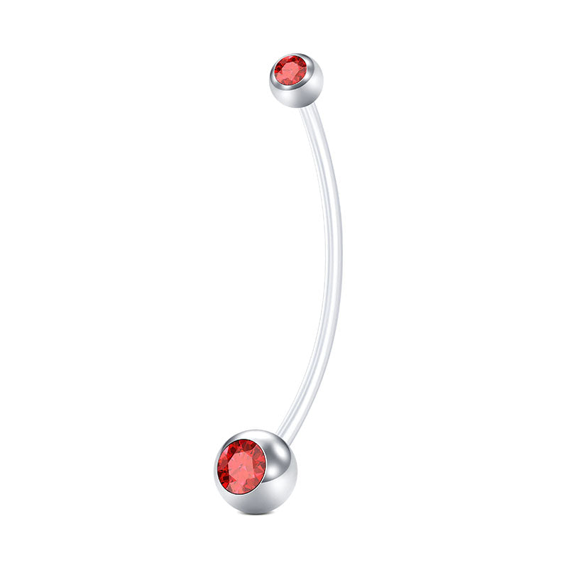 Red Pregnancy Belly Rings CZ inlaid 14G 38MM