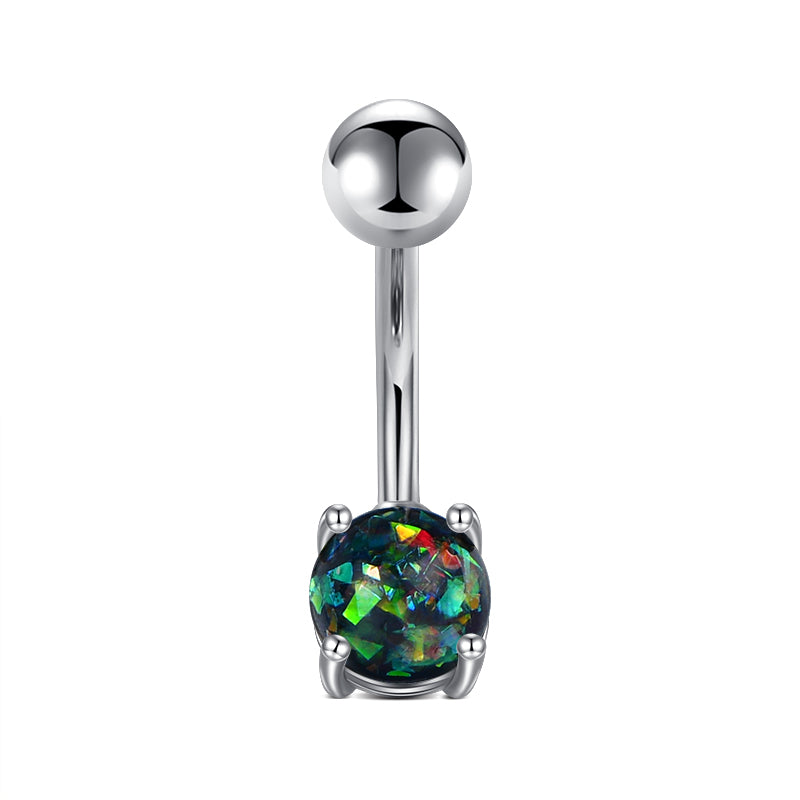 Dark Green Small Opal Belly Navel Ring