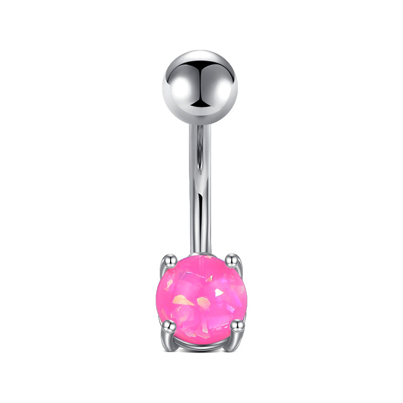 Pink Small Opal Belly Navel Ring