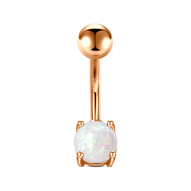 White Small Opal Belly Navel Ring