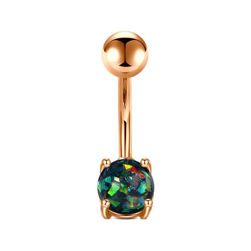 Dark Green Small Opal Belly Navel Ring