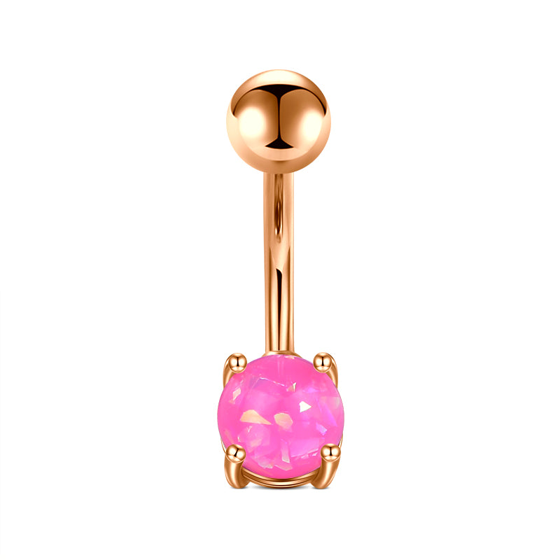 Pink Small Opal Belly Navel Ring