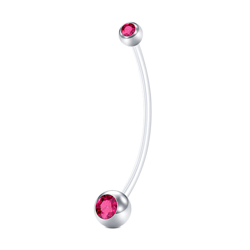 Rose Red Pregnancy Belly Rings CZ inlaid 14G 38MM