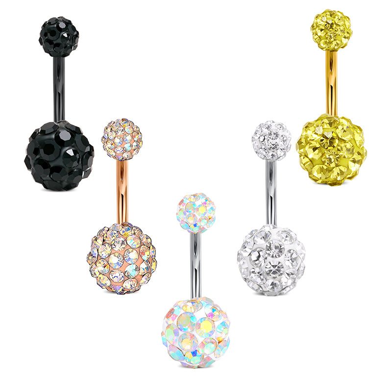 Disco CZ Paved Stainless Steel Belly Ring