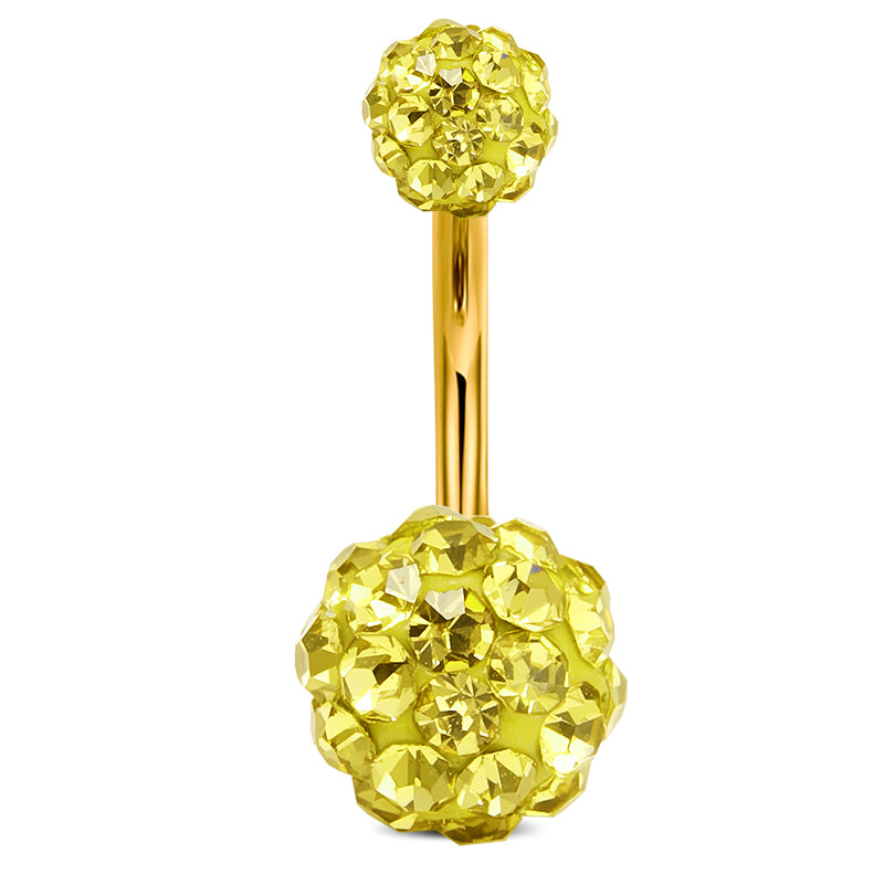 Disco CZ Belly Ring Gold 10mm