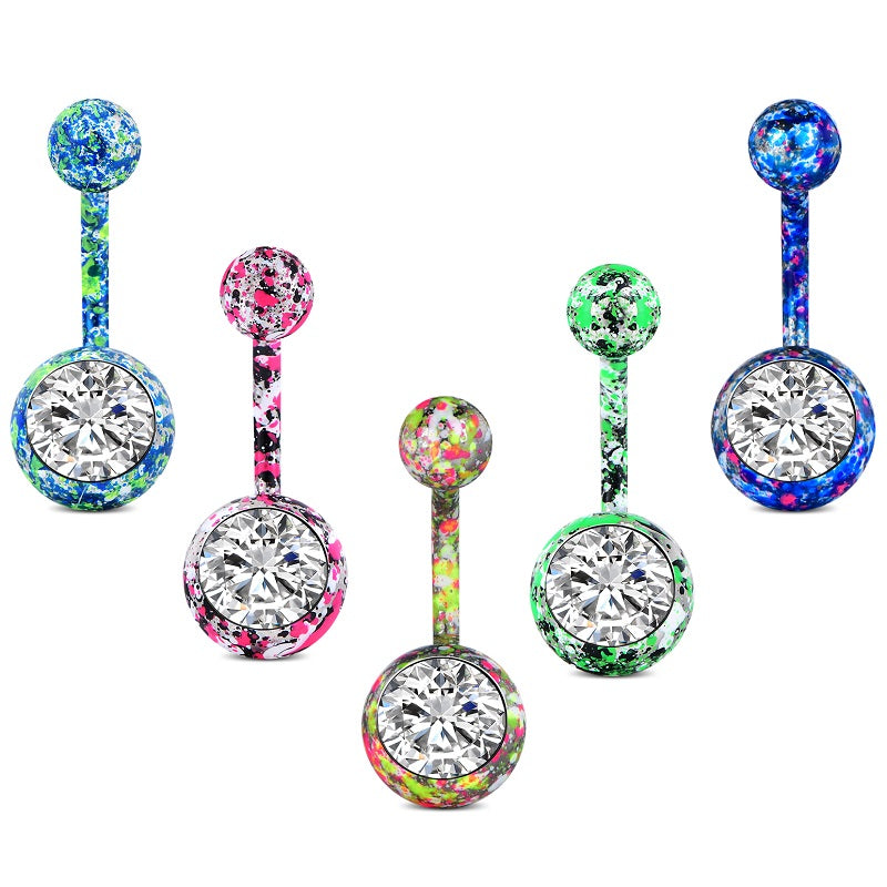 Mutil Color Belly Button Ring With Zincore Inlaid