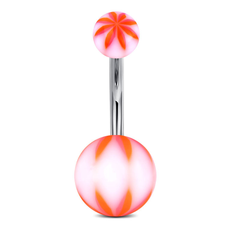 Orange Acrylic Ball Belly ring