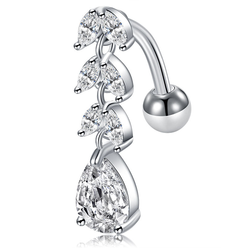 Silver Drip Dangle Belly Ring