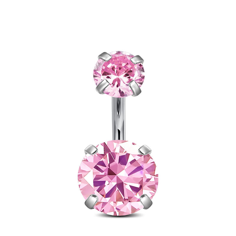 6MM Pink CZ Navel Ring