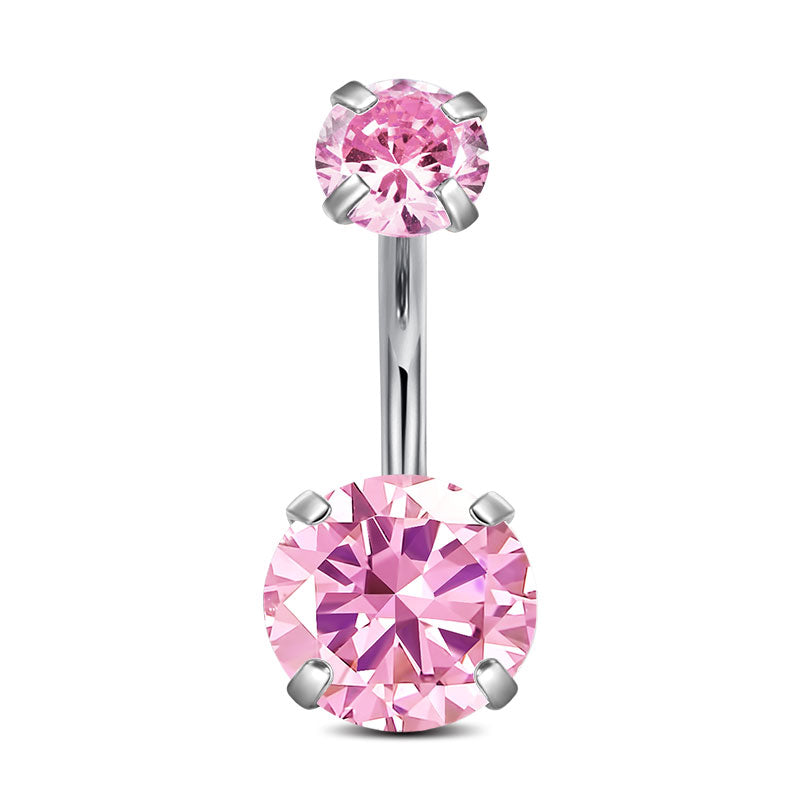 10MM Pink CZ Navel Ring