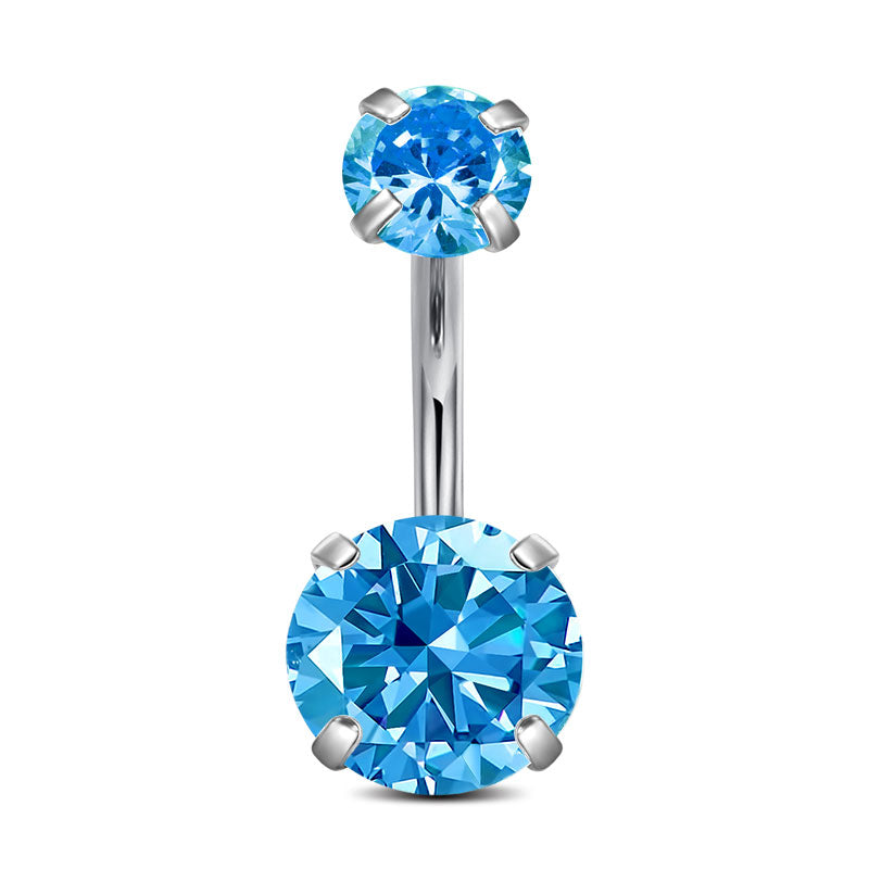 10MM Light Blue CZ Navel Ring