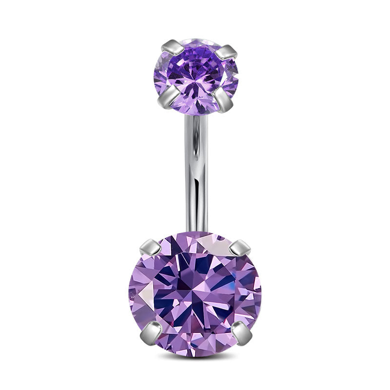 12MM Purple CZ Navel Ring