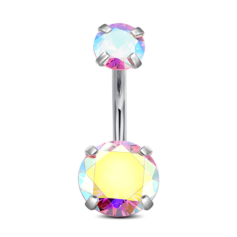 Pink CZ Belly Button Ring