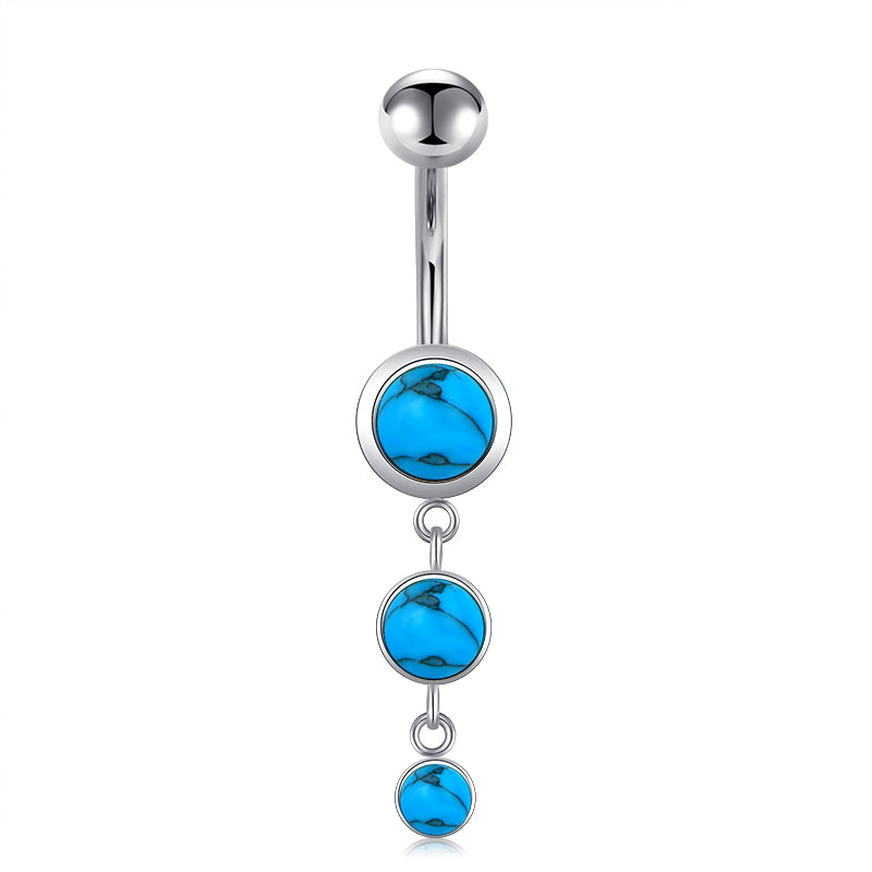 Turquoise Blue Stone Dangled Belly Button Ring