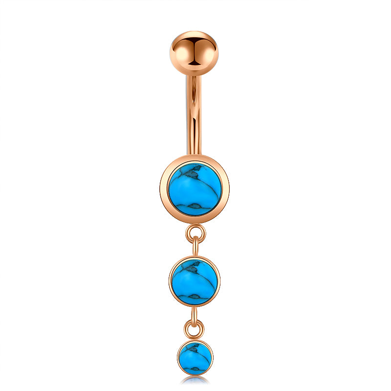 Turquoise Blue Stone Dangled Belly Button Ring