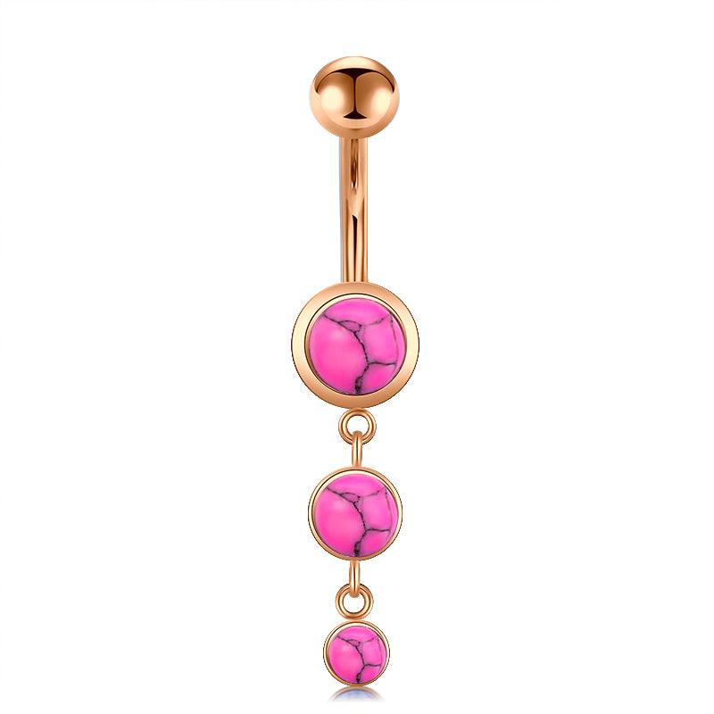 Turquoise Pink Stone Dangled Belly Button Ring