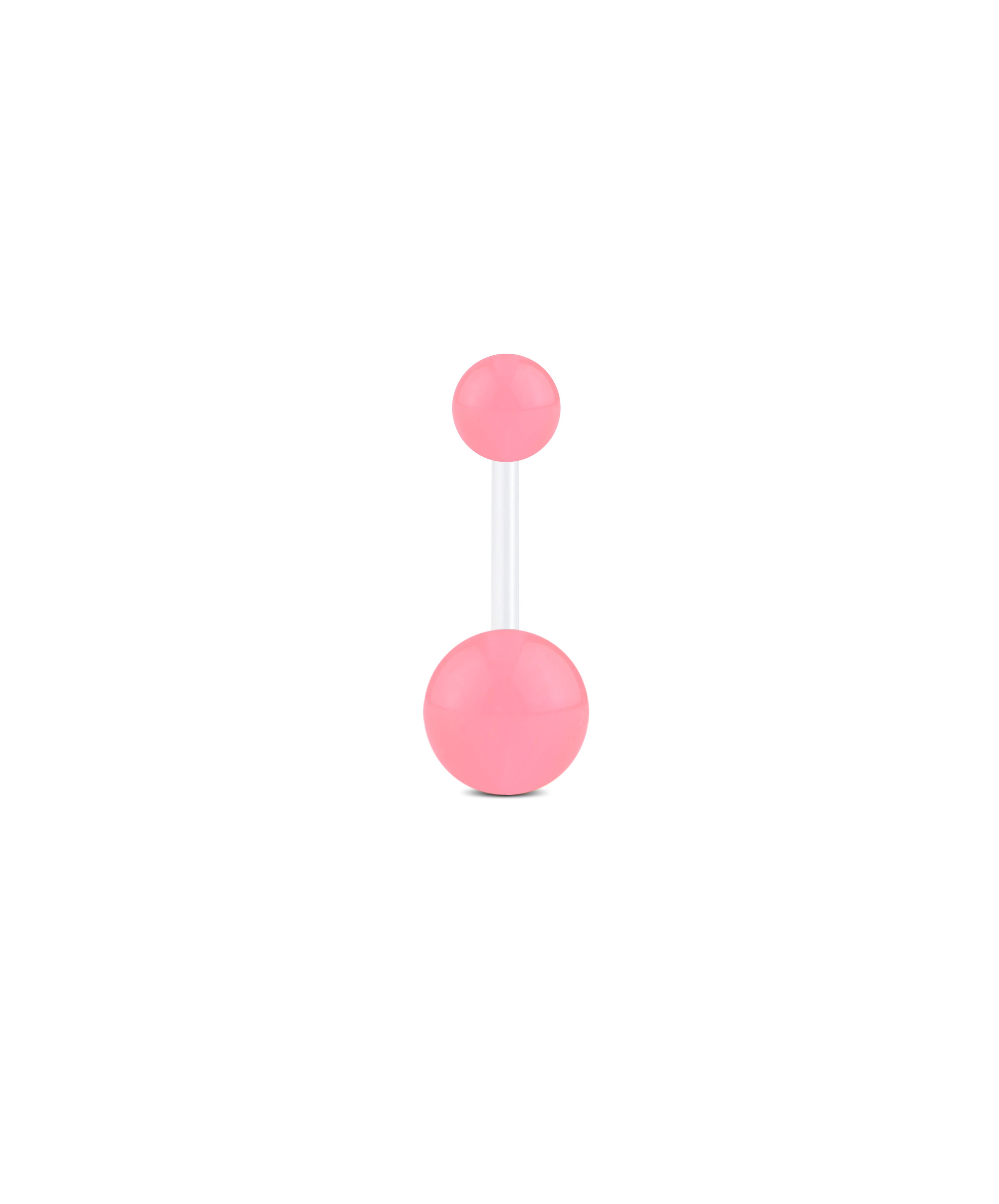 Pink 14G Glitter Flexible Bar Belly Rings
