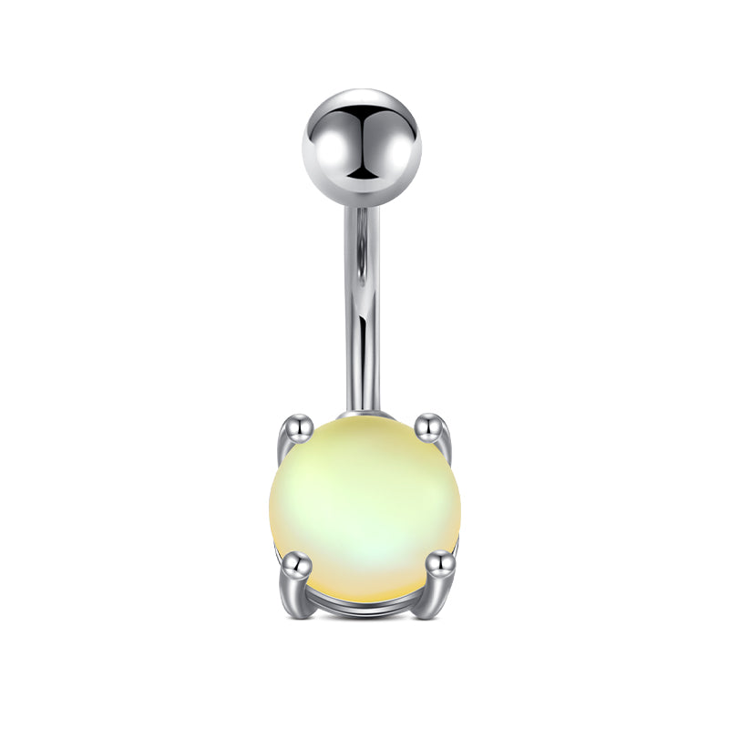 Yellow Gem 4-Prong Belly Ring