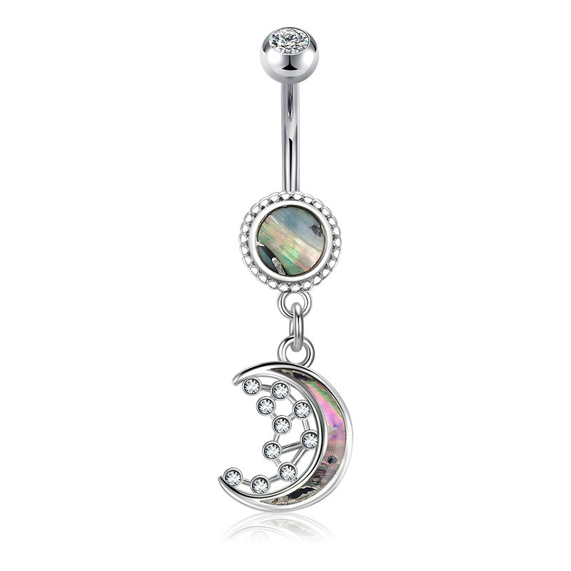 Silver Moon Dangle belly ring