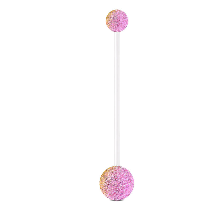 Gold Pink Pregnancy Belly Rings Shinny Ball 38MM Straight