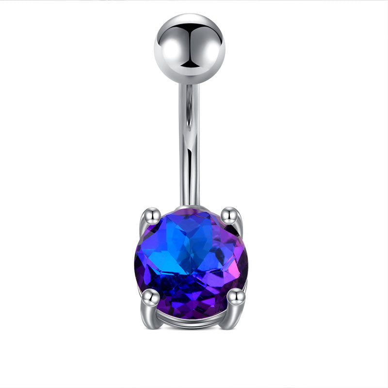 Dark Blue CZ Belly Ring