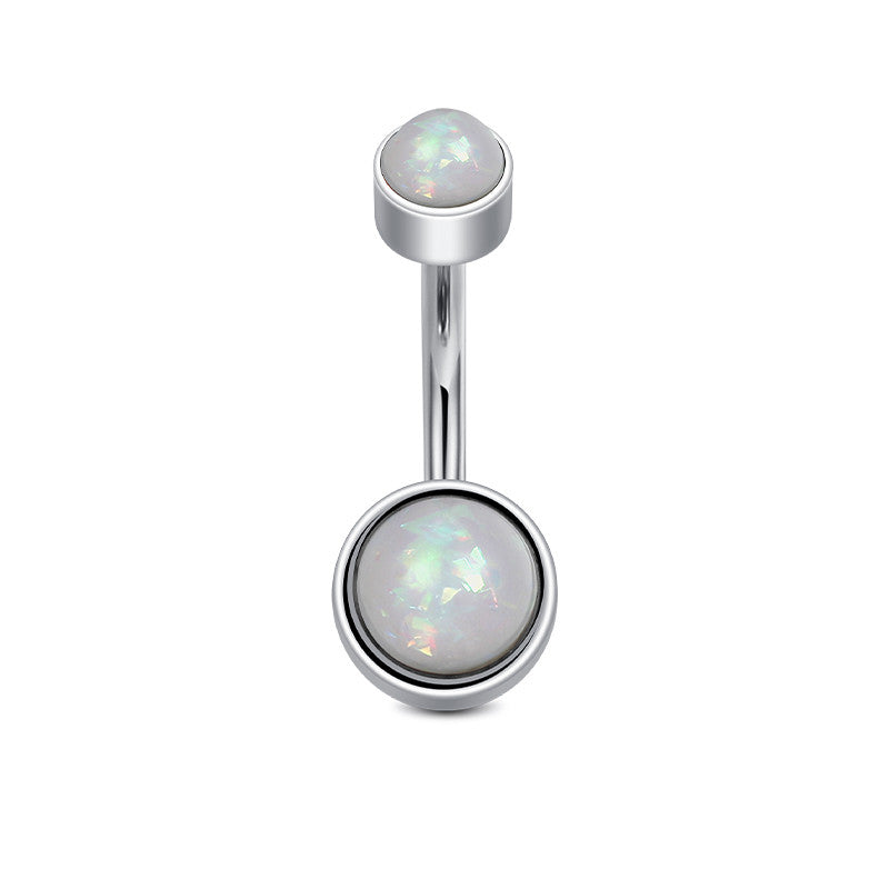 White Opal Flat End Belly Ring