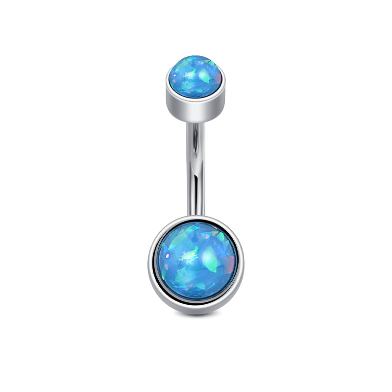 Blue Opal Flat End Belly Ring