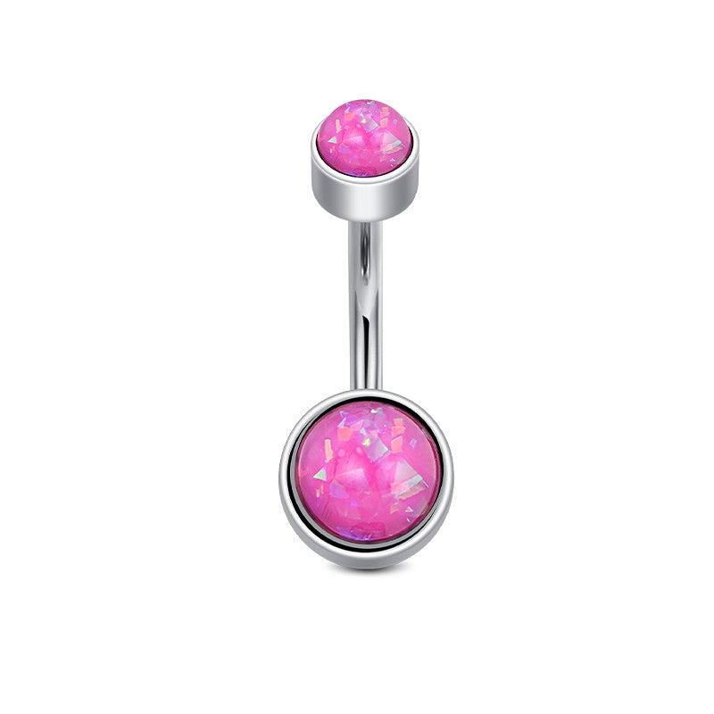 Pink Opal Flat End Belly Ring