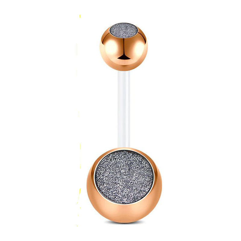 Rose Gold 14G Sand Glitter Flexible Belly Rings