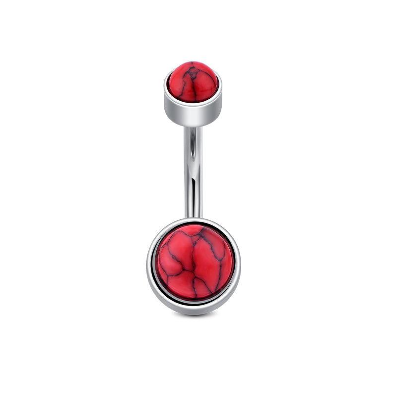 Turquoise Belly Ring Red Flat Ball