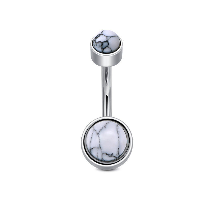Turquoise Belly Ring White Flat Ball