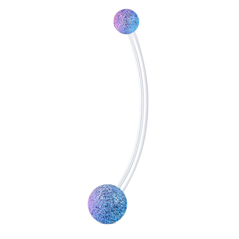 Light Blue Purple Pregnancy Belly Rings Shinny Ball 38MM Curved