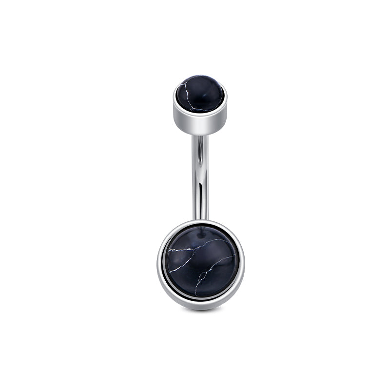 Turquoise Belly Ring Black Flat Ball