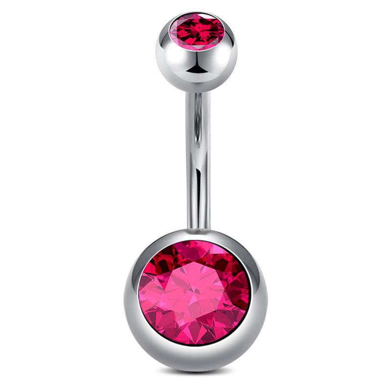 10MM Pink CZ Belly Ring