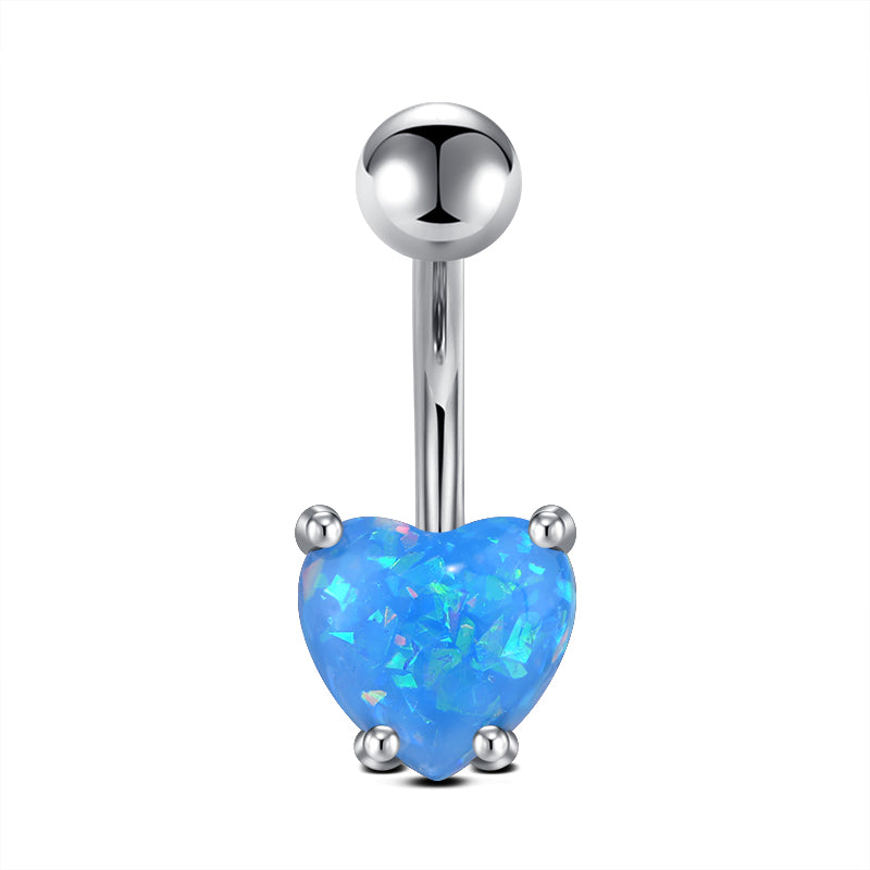 Blue Heart Opal Belly Navel Ring