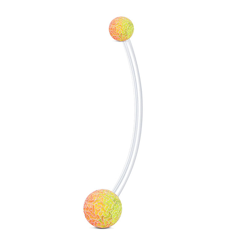 Yellow Pink Pregnancy Belly Rings Shinny Ball 38MM Curved